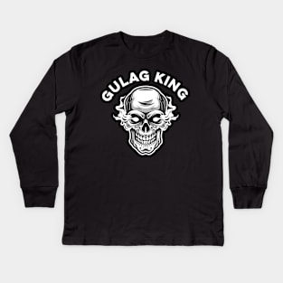 Gulag King Funny Video Games Smoking Skull Kids Long Sleeve T-Shirt